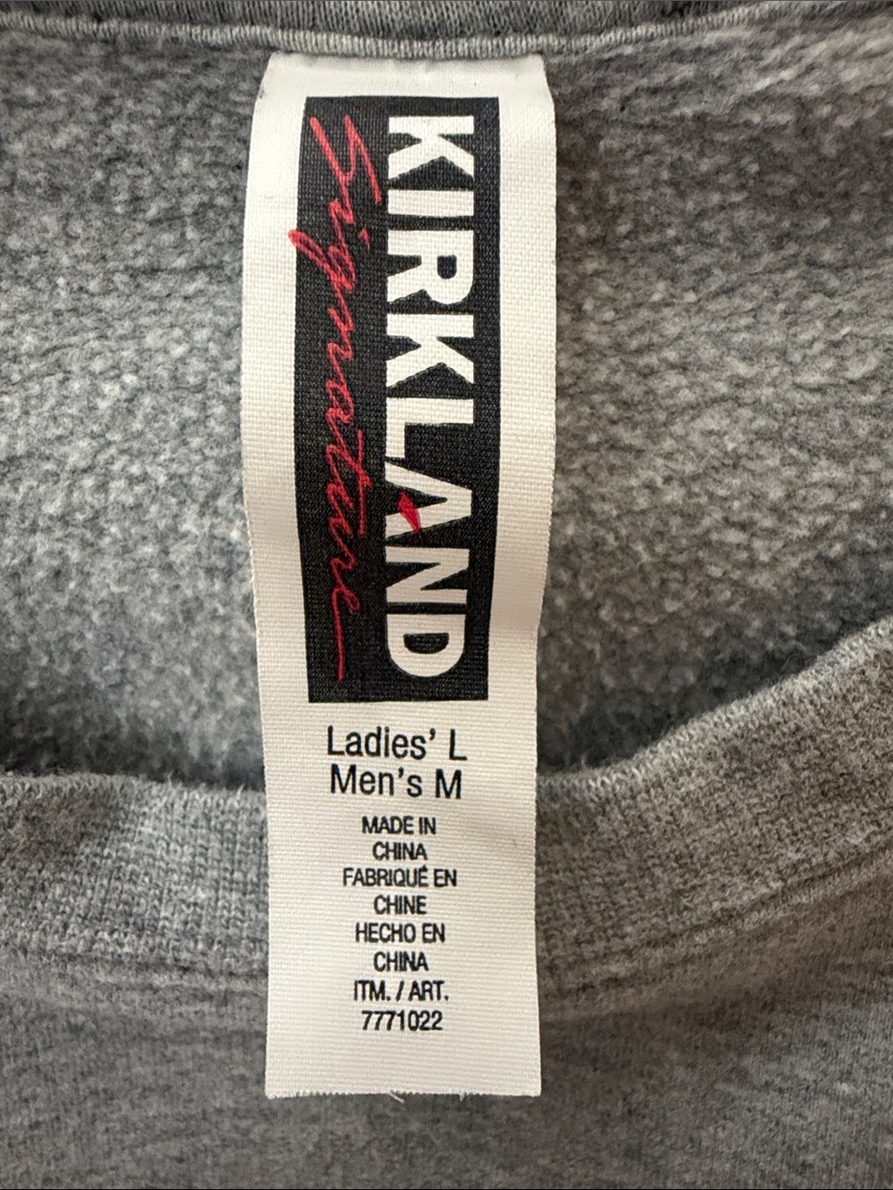 Kirkland Signature Unisex Logo Crewneck Sweatshirt Gray Size M/L - Picture 2 of 6